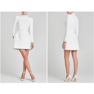Nadine Merabi Women's White Audrina Athena Beaded Long Sleeve Minidress Size 6